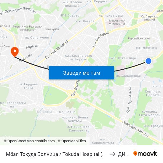 Мбал Токуда Болница / Tokuda Hospital (0206) to ДИУУ map