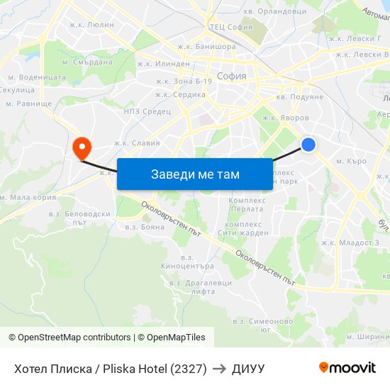 Хотел Плиска / Pliska Hotel (2327) to ДИУУ map