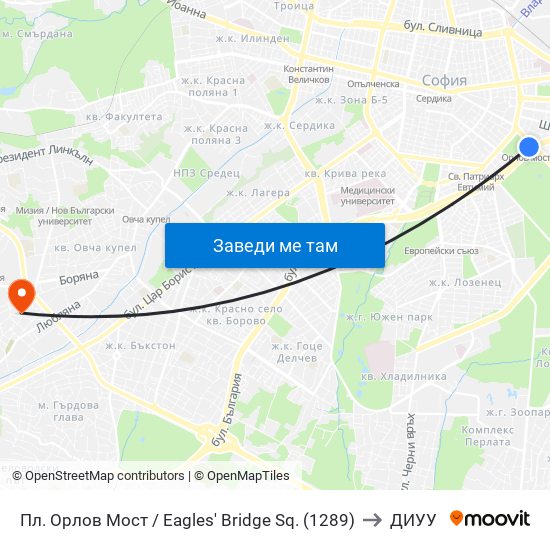 Пл. Орлов Мост / Eagles' Bridge Sq. (1289) to ДИУУ map