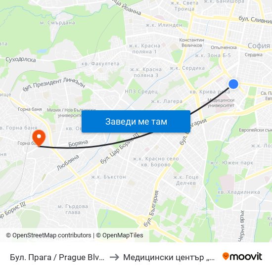 Бул. Прага / Prague Blvd. (0366) to Медицински център ,,Ортомед'' map