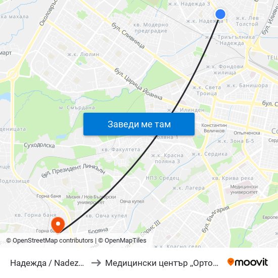 Надежда / Nadezhda to Медицински център ,,Ортомед'' map