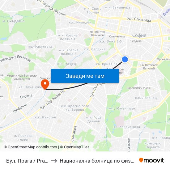 Бул. Прага / Prague Blvd. (0365) to Национална болница по физиотерапия и рехабилитация map