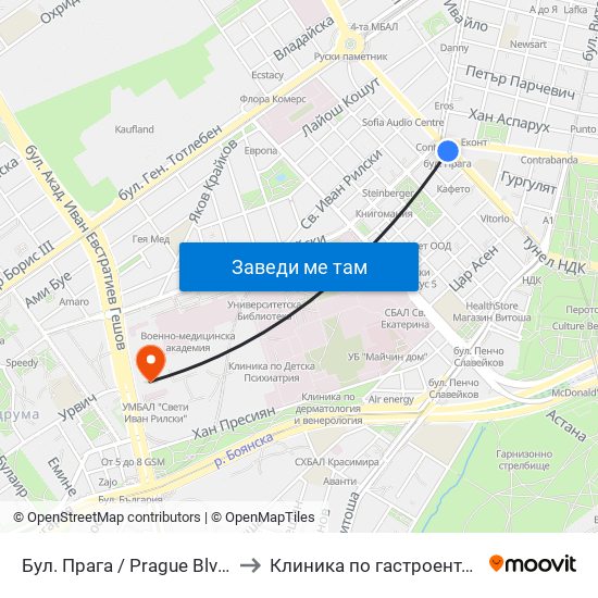 Бул. Прага / Prague Blvd. (0365) to Клиника по гастроентерология map