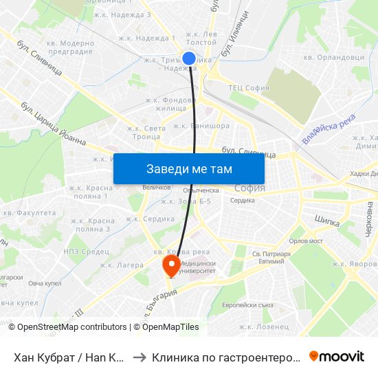 Хан Кубрат / Han Kubrat to Клиника по гастроентерология map