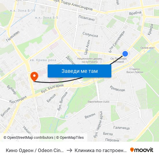 Кино Одеон / Odeon Cinema (0927) to Клиника по гастроентерология map