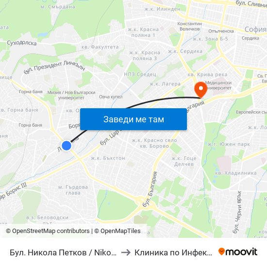 Бул. Никола Петков / Nikola Petkov Blvd. (0350) to Клиника по Инфекциозни Болести map