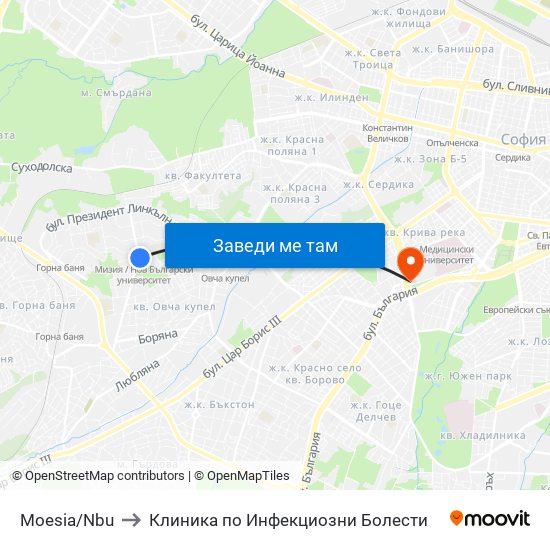 Moesia/Nbu to Клиника по Инфекциозни Болести map