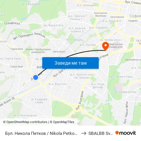 Бул. Никола Петков / Nikola Petkov Blvd. (0350) to SBALBB Sv.Anna map
