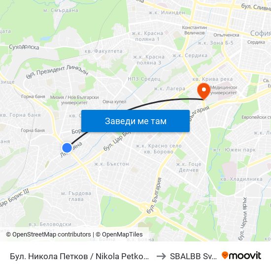 Бул. Никола Петков / Nikola Petkov Blvd. (0347) to SBALBB Sv.Anna map