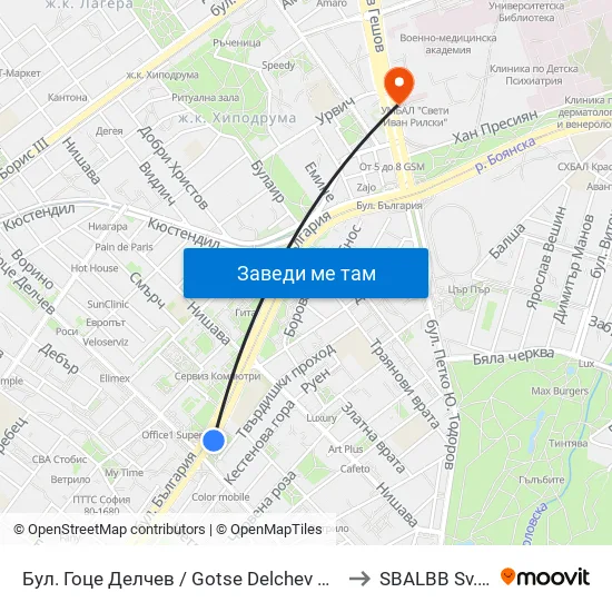Бул. Гоце Делчев / Gotse Delchev Blvd. (0314) to SBALBB Sv.Anna map