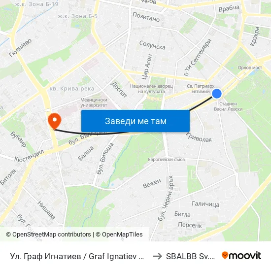 Ⓜ️🎓🏟️ Ул. Граф Игнатиев / Graf Ignatiev St. (1914) to SBALBB Sv.Anna map