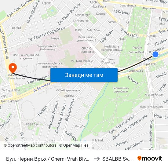 Бул. Черни Връх / Cherni Vrah Blvd. (0401) to SBALBB Sv.Anna map