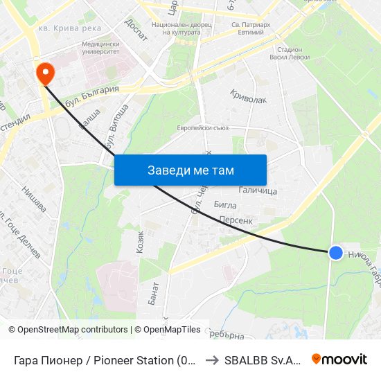 Гара Пионер / Pioneer Station (0465) to SBALBB Sv.Anna map