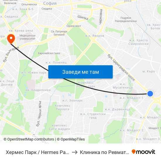 Хермес Парк / Hermes Park (2593) to Клиника по Ревматология map