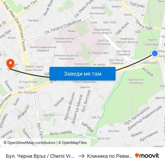 Бул. Черни Връх / Cherni Vrah Blvd. (0395) to Клиника по Ревматология map