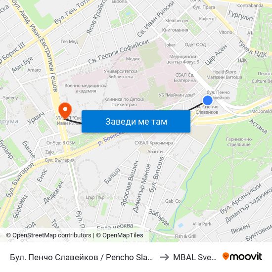 Бул. Пенчо Славейков / Pencho Slaveykov Blvd. (0356) to MBAL Sveta Sofia map