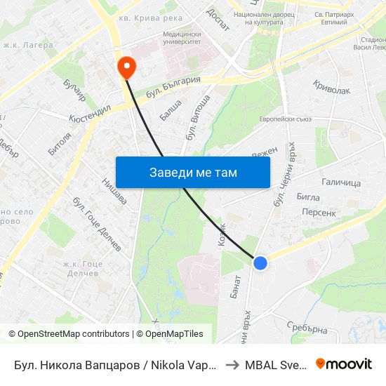 Бул. Никола Вапцаров / Nikola Vaptsarov Blvd. (0344) to MBAL Sveta Sofia map