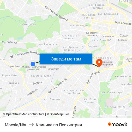 Moesia/Nbu to Клиника по Психиатрия map
