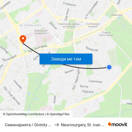 Семинарията / Divinity School (1572) to Neurosurgery, St. Ivan Rilski hospital map