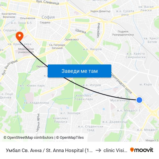 Умбал Св. Анна / St. Anna Hospital (1194) to clinic Vision map