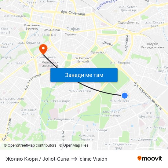 Жолио Кюри / Joliot-Curie to clinic Vision map