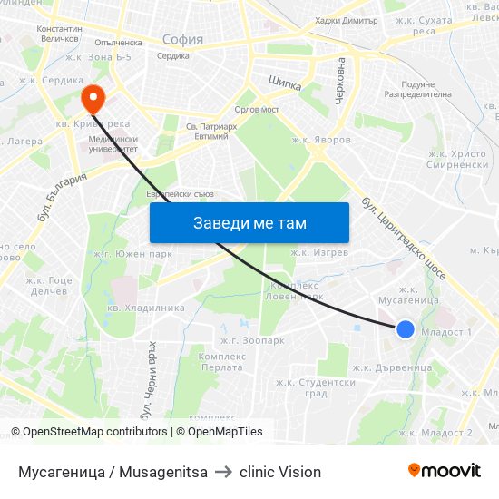 Мусагеница /  Musagenitsa to clinic Vision map