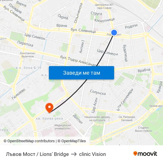 Лъвов Мост / Lions' Bridge to clinic Vision map