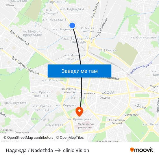 Надежда / Nadezhda to clinic Vision map