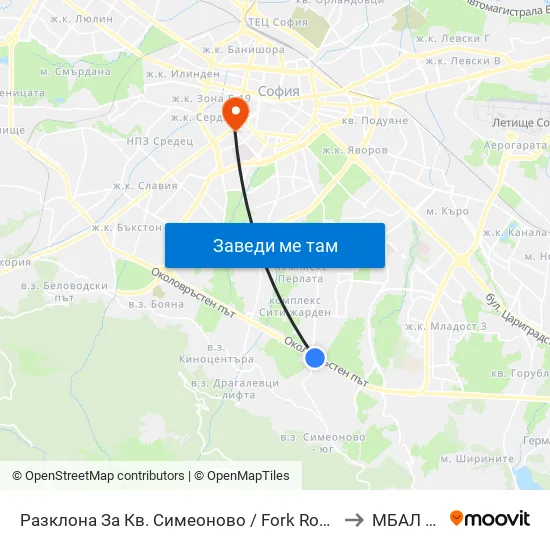 Разклона За Кв. Симеоново / Fork Road To Simeonovo Qr. (1459) to МБАЛ Европа map