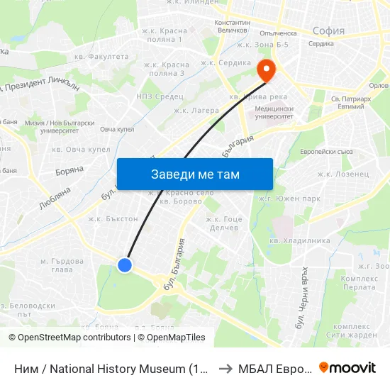 🎨 Ним / National History Museum (1464) to МБАЛ Европа map