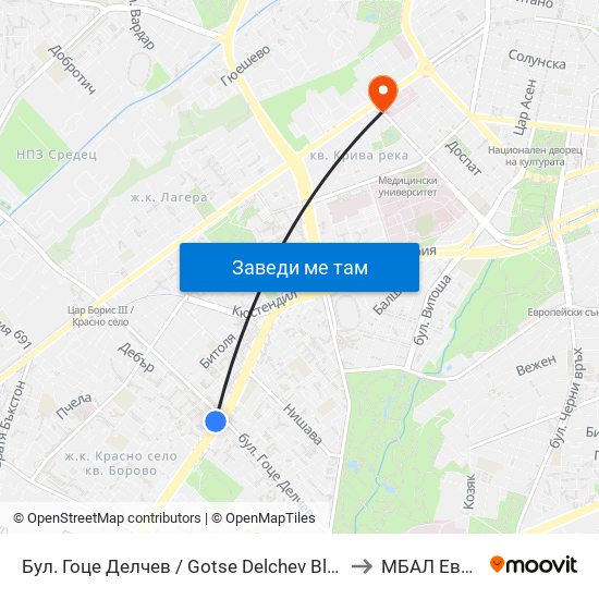 Бул. Гоце Делчев / Gotse Delchev Blvd. (0308) to МБАЛ Европа map