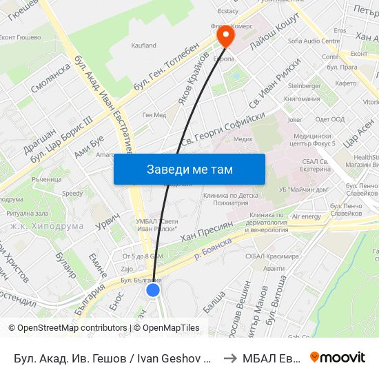 Бул. Акад. Ив. Гешов / Ivan Geshov Blvd. (0270) to МБАЛ Европа map