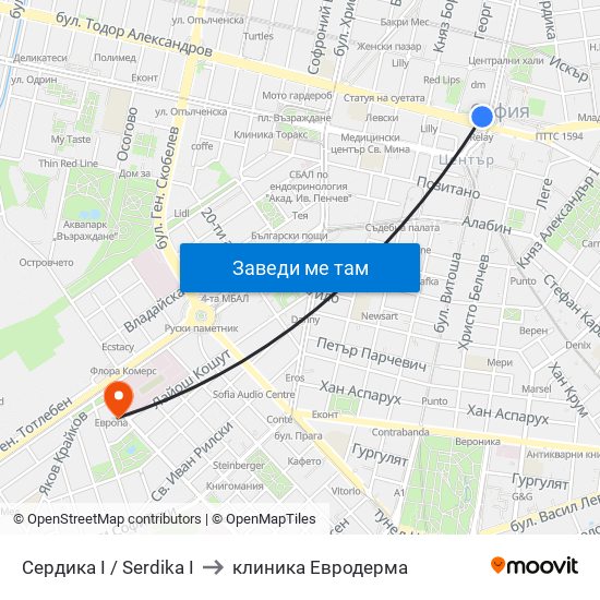Сердика I / Serdika I to клиника Евродерма map