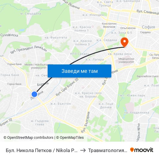 Бул. Никола Петков / Nikola Petkov Blvd. (0347) to Травматология - Пирогов map