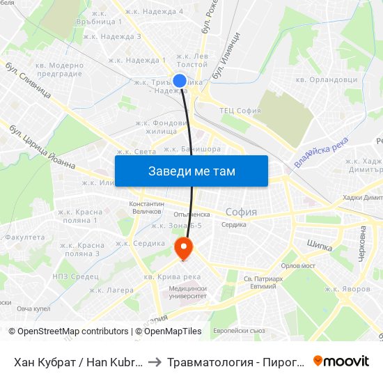 Хан Кубрат / Han Kubrat to Травматология - Пирогов map