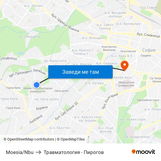 Moesia/Nbu to Травматология - Пирогов map