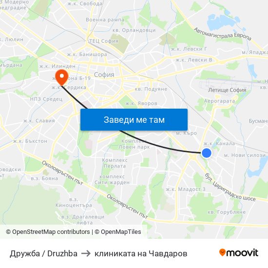 Дружба / Druzhba to клиниката на Чавдаров map