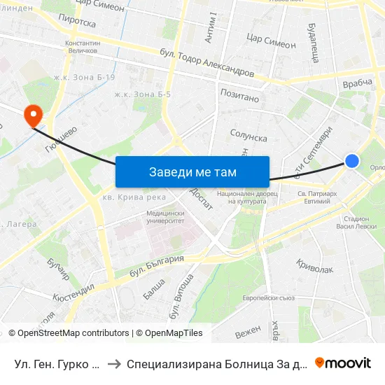 Ул. Ген. Гурко / Gen. Gurko St. (1903) to Специализирана Болница За деца С Церабрална Парализа "Света София" map