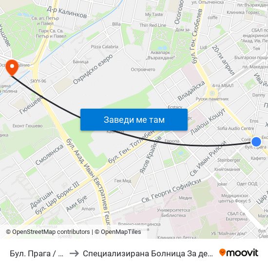 Бул. Прага / Prague Blvd. (0363) to Специализирана Болница За деца С Церабрална Парализа "Света София" map