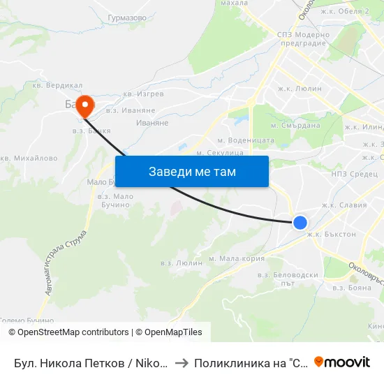 Бул. Никола Петков / Nikola Petkov Blvd. (0347) to Поликлиника на "СБР - НК" - Банкя map