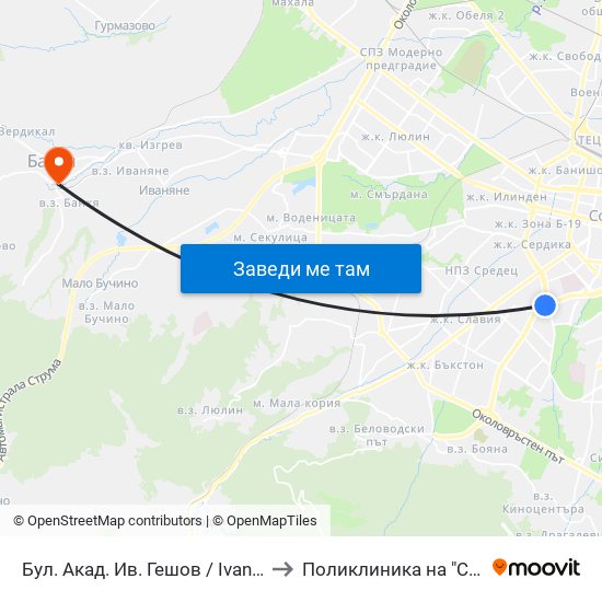 Бул. Акад. Ив. Гешов / Ivan Geshov Blvd. (0275) to Поликлиника на "СБР - НК" - Банкя map