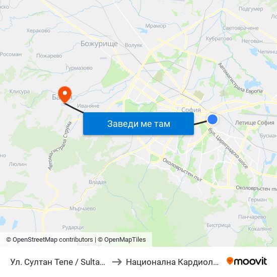 Ул. Султан Тепе / Sultan Tepe St. (2194) to Национална Кардиологична Болница map