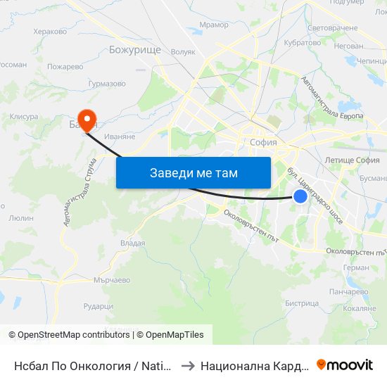 Нсбал По Онкология / National Oncology Hospital (0764) to Национална Кардиологична Болница map
