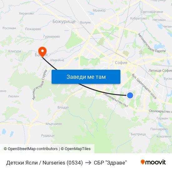 Детски Ясли / Nurseries (0534) to СБР "Здраве" map