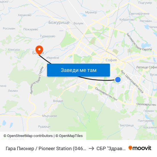 Гара Пионер / Pioneer Station (0465) to СБР "Здраве" map
