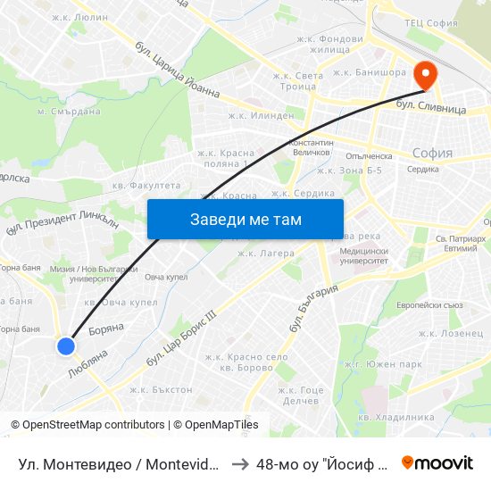 Ул. Монтевидео / Montevideo St. (2050) to 48-мо оу "Йосиф Ковачев" map