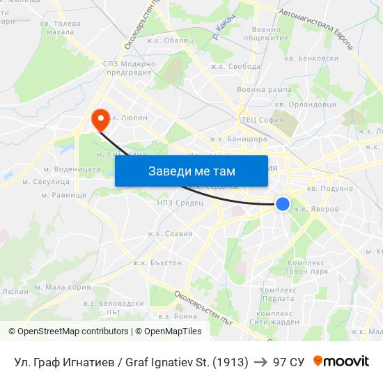 Ул. Граф Игнатиев / Graf Ignatiev St. (1913) to 97 СУ map
