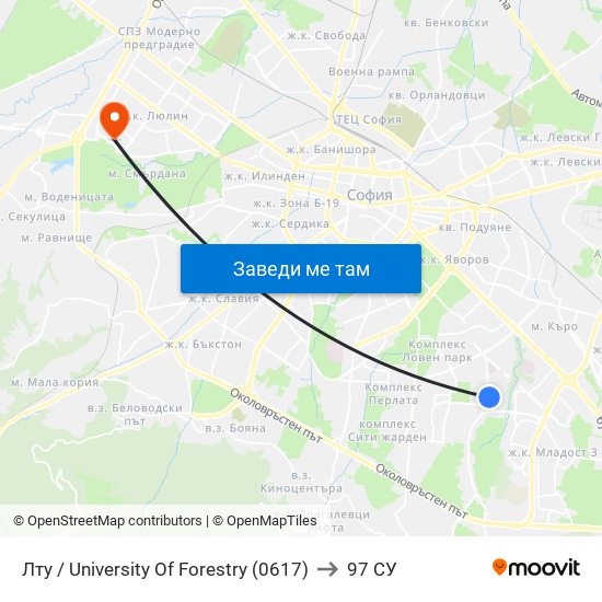 Лту / University Of Forestry (0617) to 97 СУ map