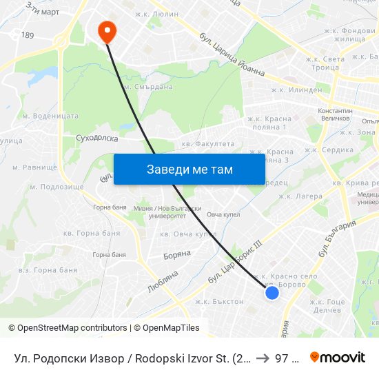 Ул. Родопски Извор / Rodopski Izvor St. (2730) to 97 СУ map