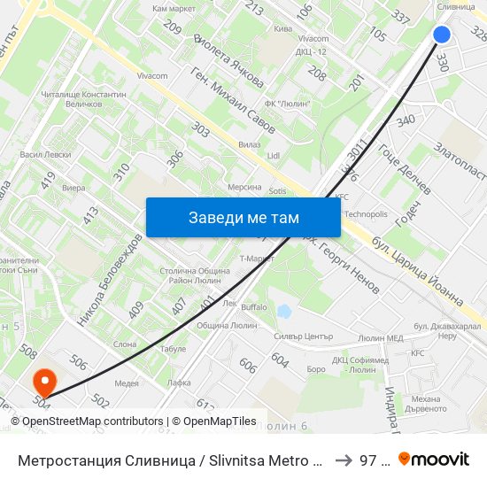 Метростанция Сливница / Slivnitsa Metro Station (1063) to 97 СУ map